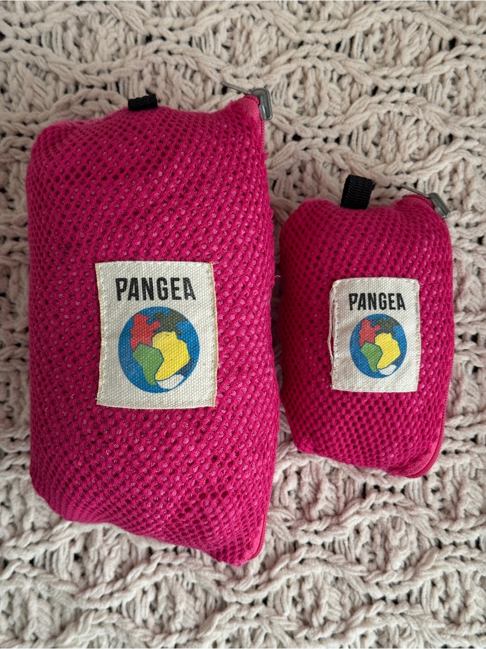 PANGEA Pink Microfibre Travel Towel Set w/ Zipper Pouches